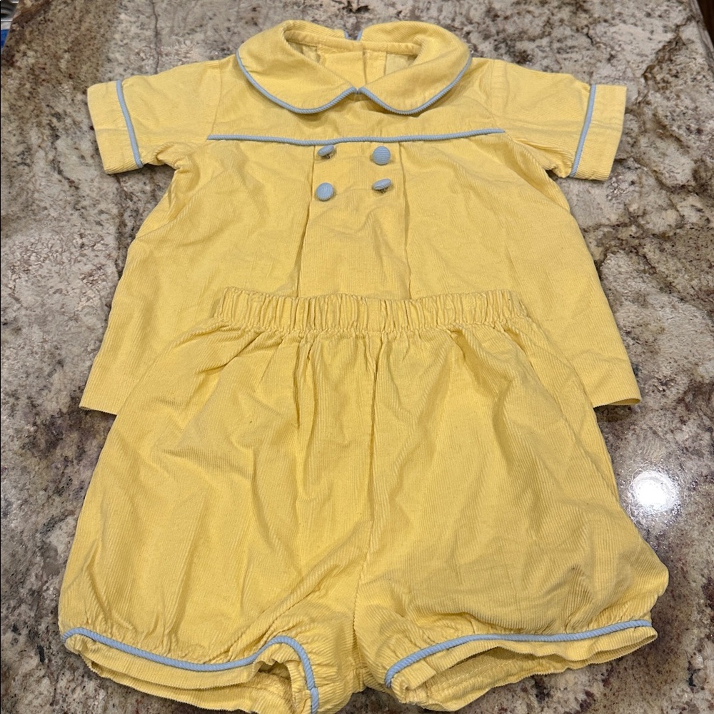Little English Yellow top and bottom with Blue Accents